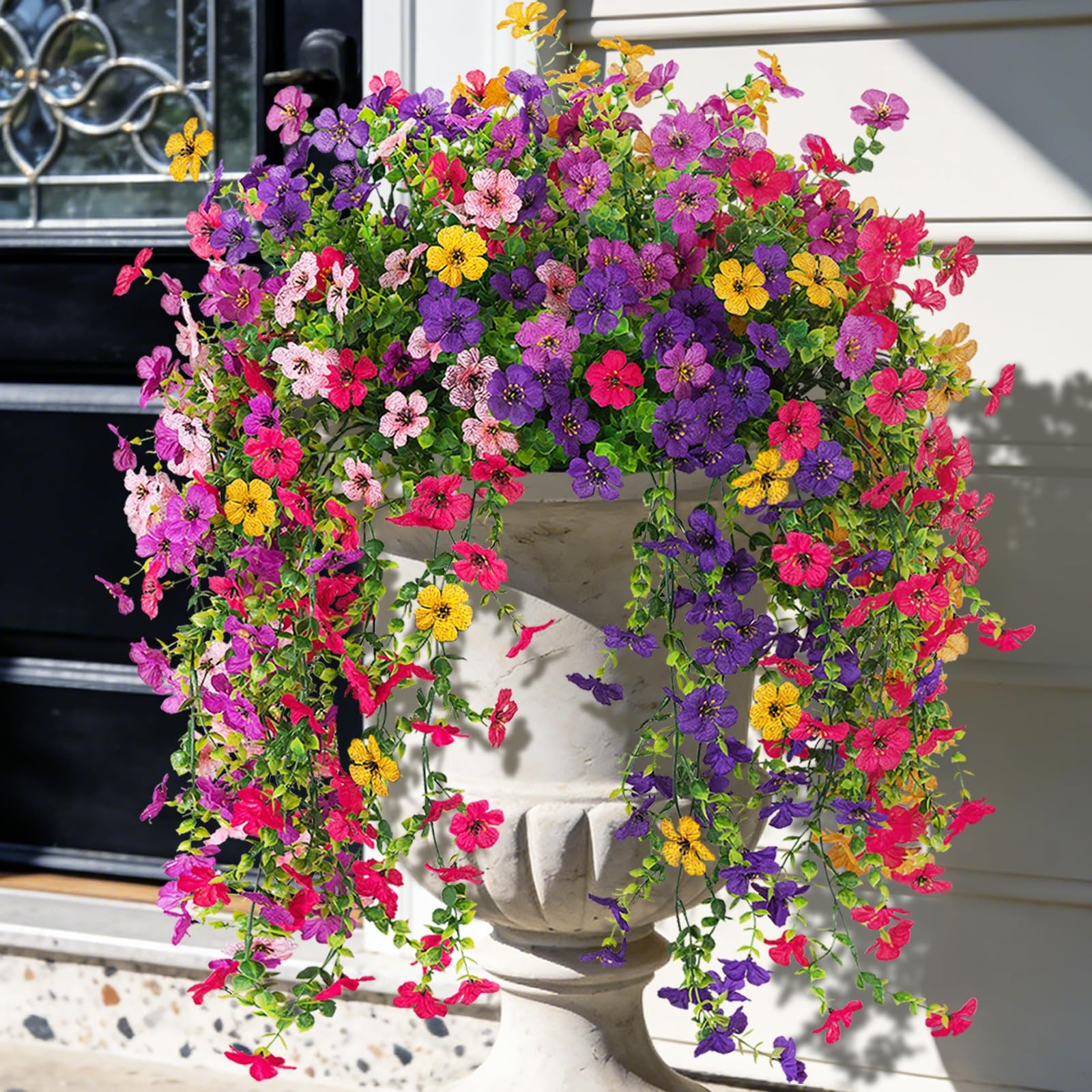 8PCS Artificial Hanging Fake Flowers for Outdoor Decoration Faux Silk Flowers…