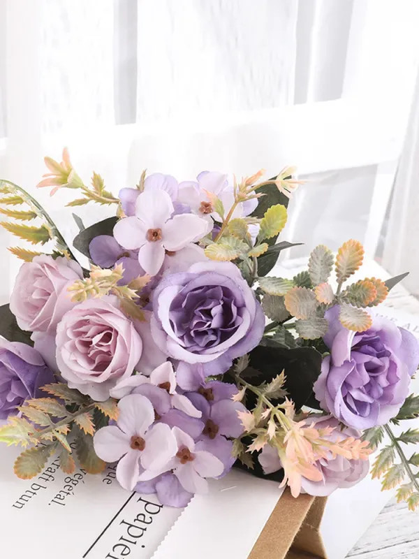 Home Decor Roses Autumn Artificial Flowers Silk Peony Hydrangea Big Bride