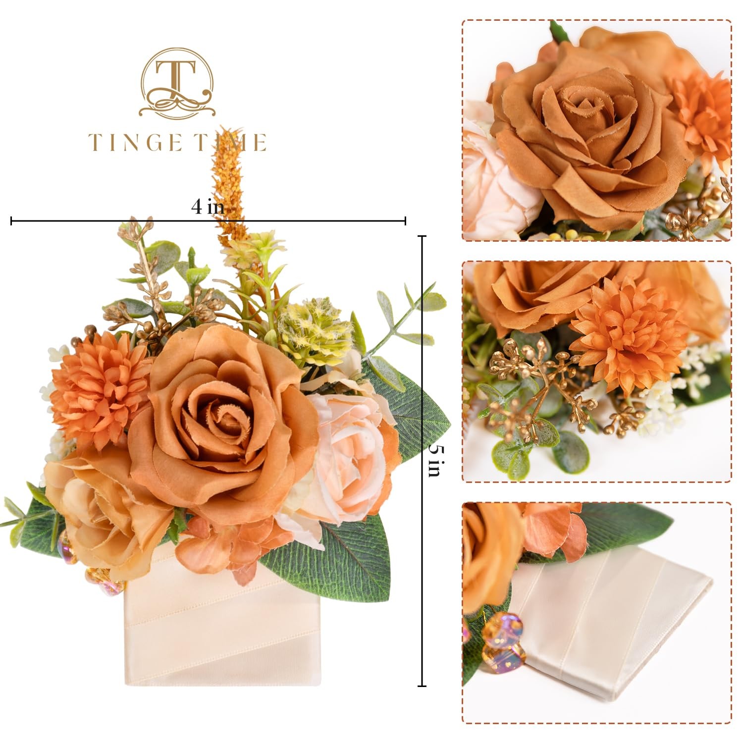 Luxury Groom Boutonniere for Wedding, 1 PCS Pocket Boutonniere for Men Weddin…