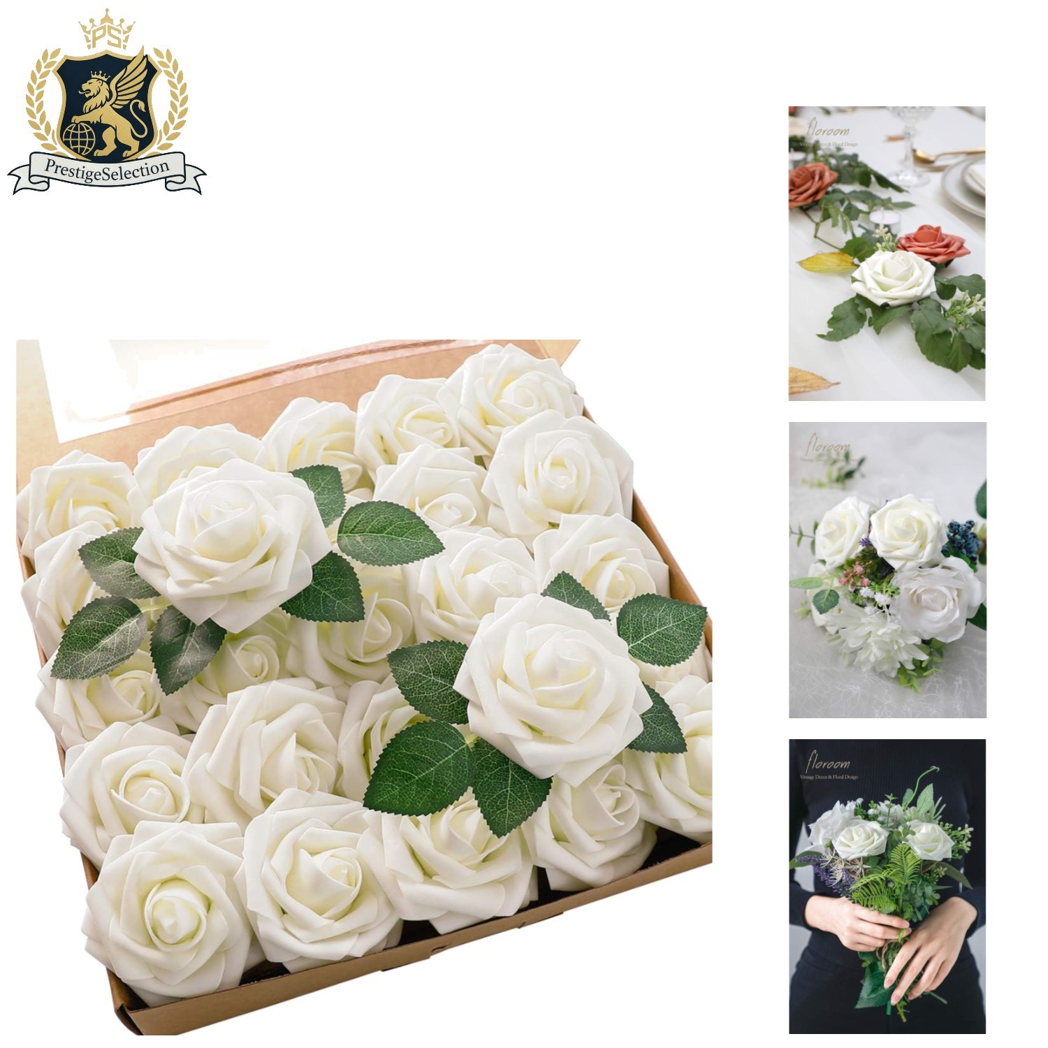 Realistic 25pcs Ivory Foam Roses with Stems – Ideal for Home Decor & Weddings