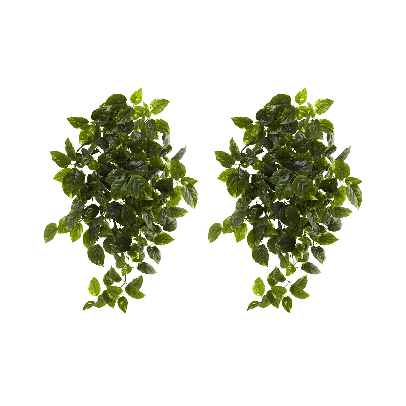 36 Inch Pothos Hanging Bush Plant Set of 2 UV Resistant Indoor Outdoor Decor