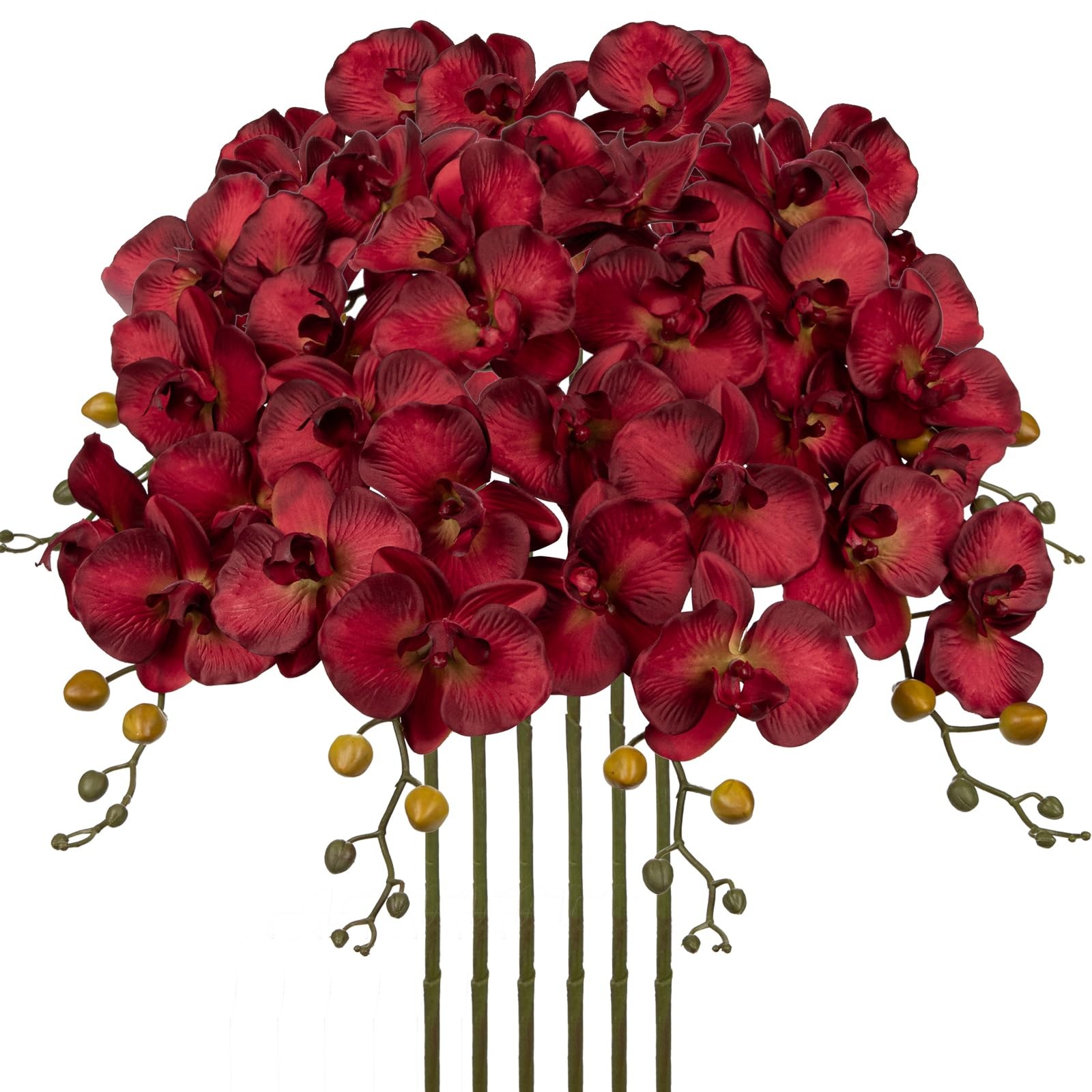 6PCS 32″ Artificial Orchid Stems Red Butterfly Orchid Faux Phalaenopsis Flowe…
