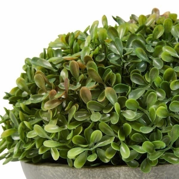 Pure Garden Faux Boxwood Topiary Set of 2 Indoor Artificial Plants in Stone Bowl