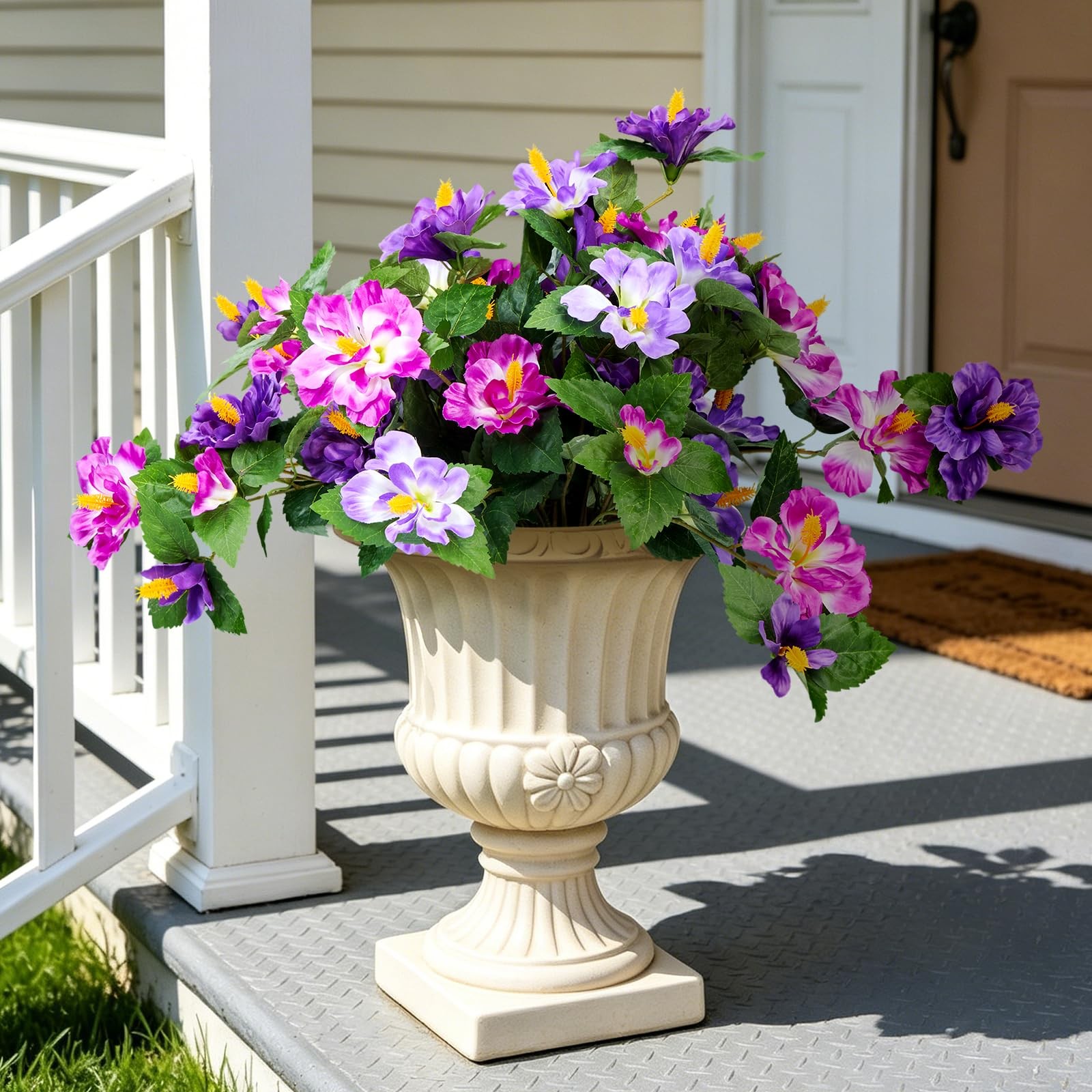 Artificial Flowers for Outdoors Indoors,2 Big Bunches Fake Hibiscus with Real…