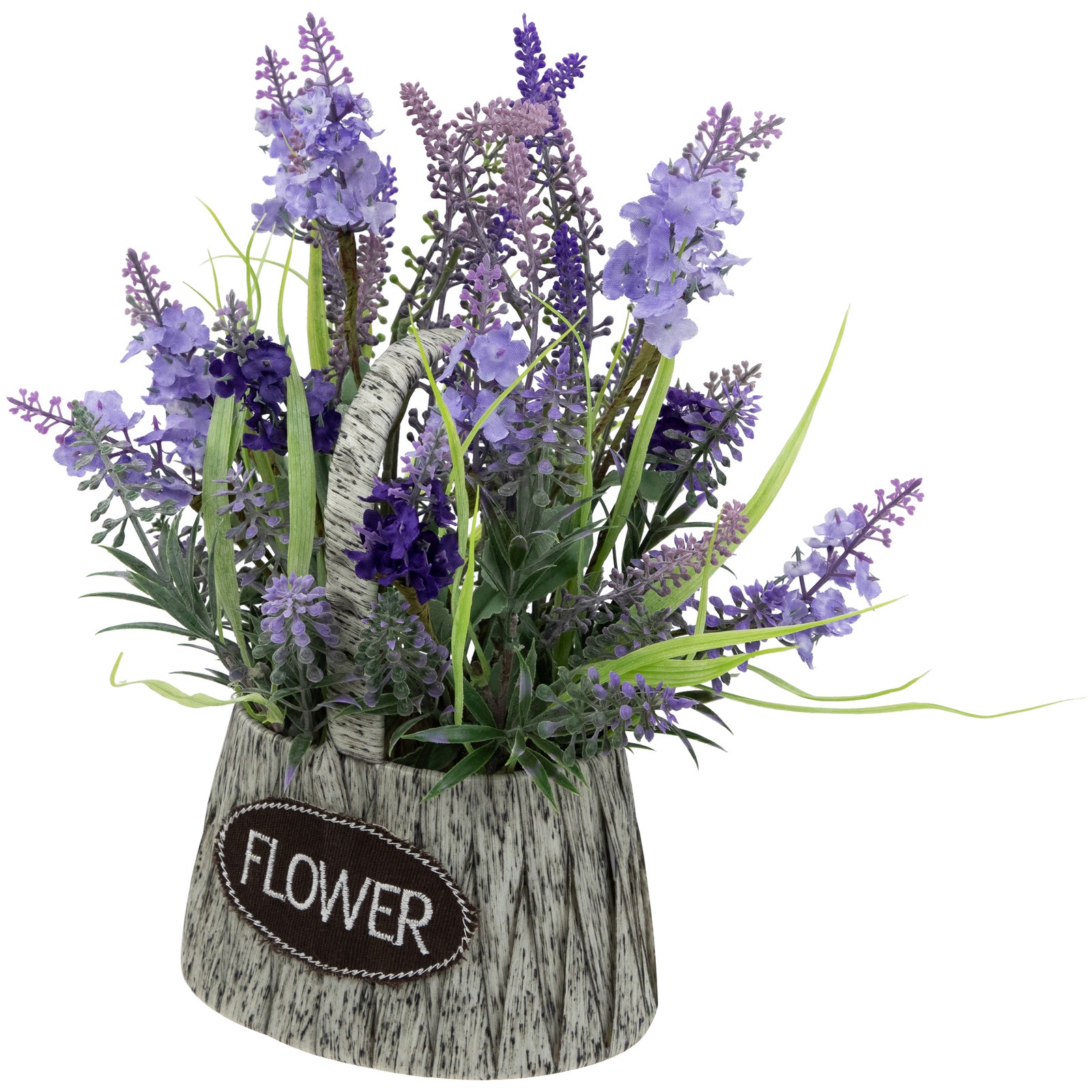 Northlight Lavender Bouquet in “Flower” Spring Basket with Handle – 12″