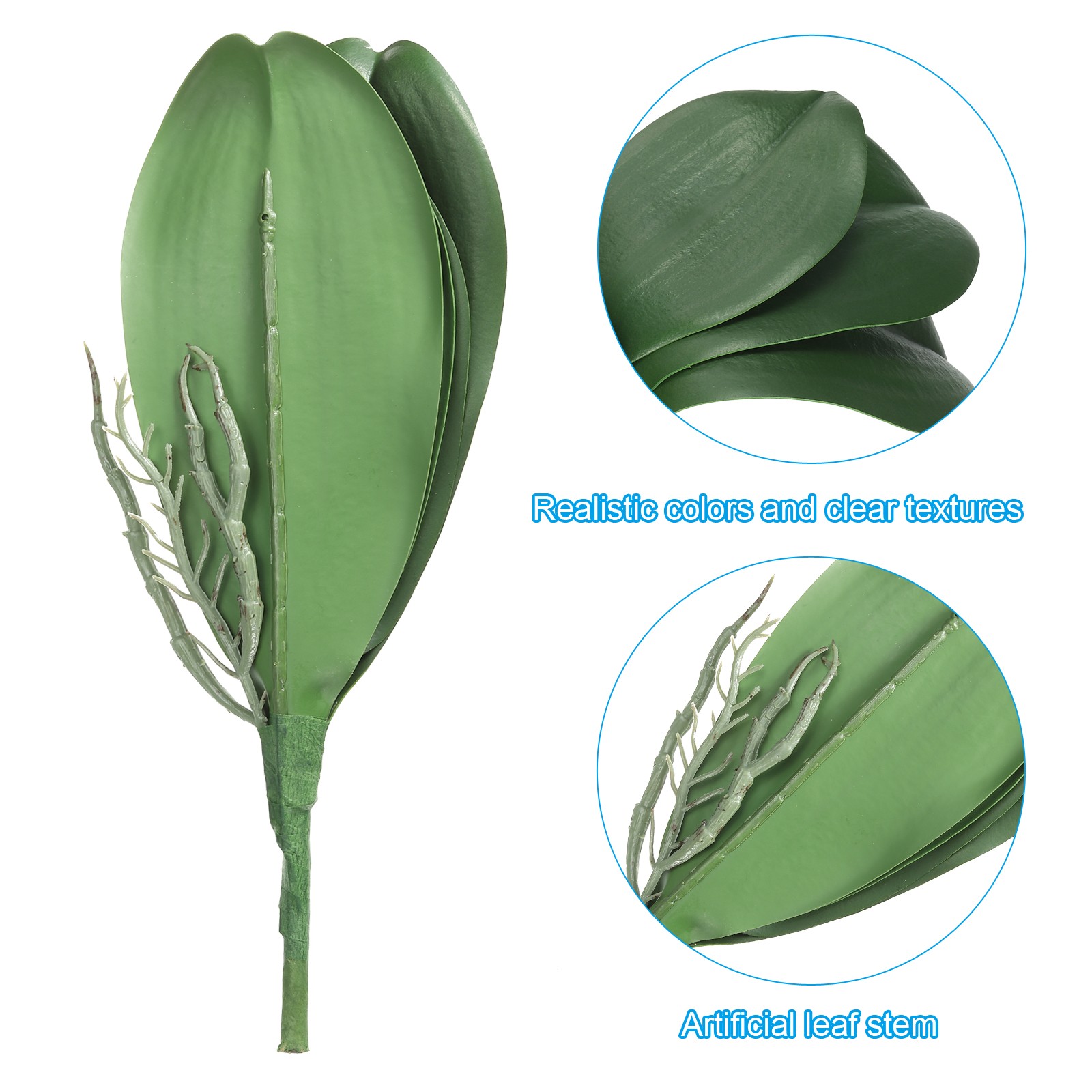 3 Pcs 9.45 Inch Faux Orchid Leaves 5 Petals Artificial Leaf