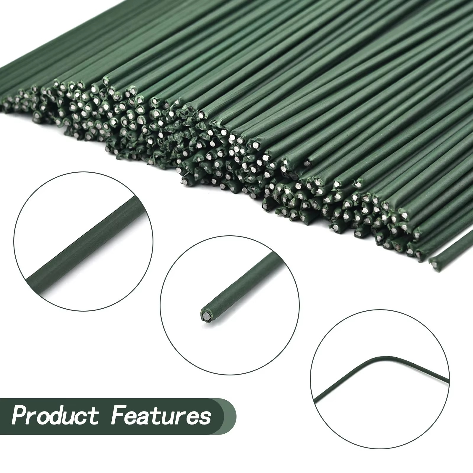 50Pcs 15/20/25/30/40Cm Artificial Green Flower Stems DIY Floral Material Handmad