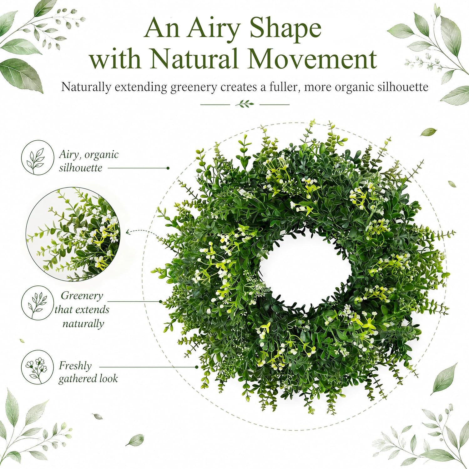 26 Inch Large Artificial Eucalyptus & Boxwood Wreath for Front Door All Season,