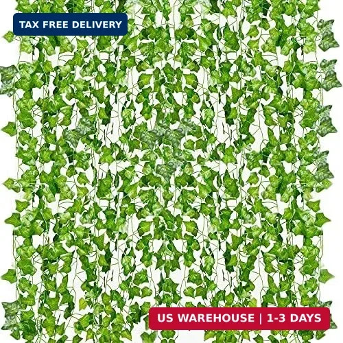 12 Pack 84Ft Artificial Ivy Garland, Fake Vines UV Resistant Greenery Leaves Fak