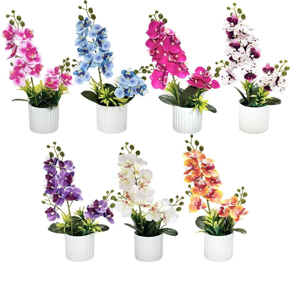 Plastic Phalaenopsis Potted Plant for Bathroom Window Display 33 8 7cm