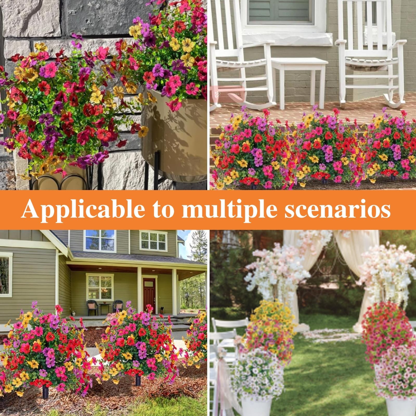 2PCS 20″ UV Resistant Artificial Topiary Balls – Faux Flowers for Indoor/Outdoor