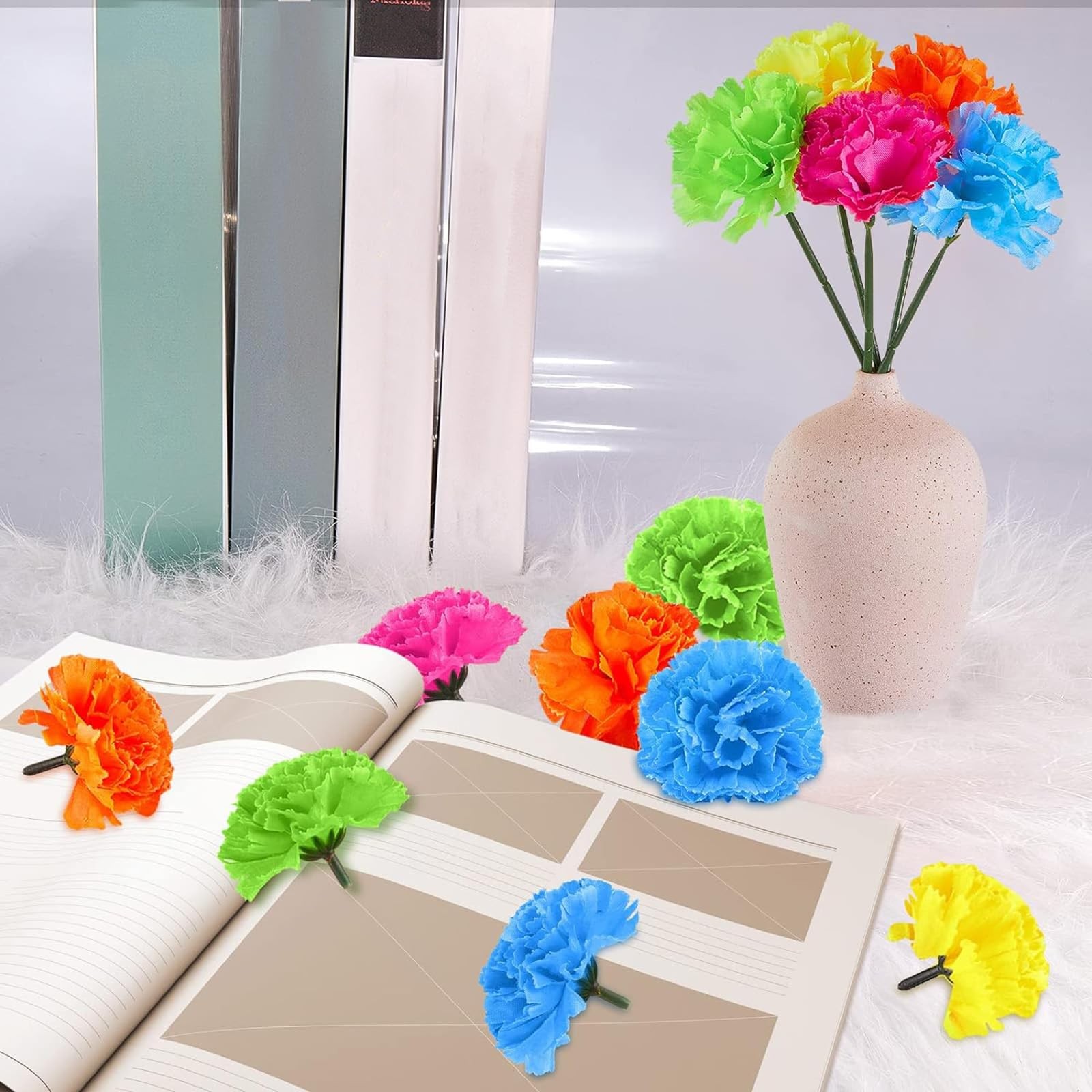 50 Pcs Artificial Marigold Flower Bulk Decorations Mexican Flores Artificiale…