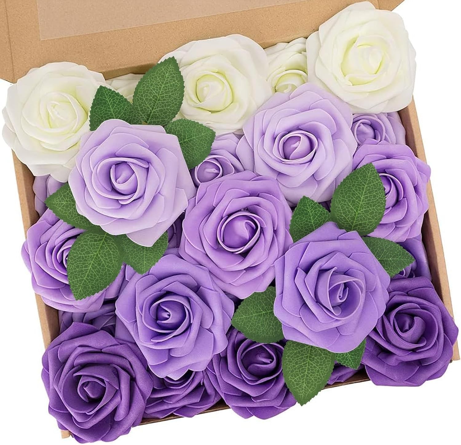 Vibrant 25pcs Artificial Purple Roses – Ideal for Weddings and Craft Projects