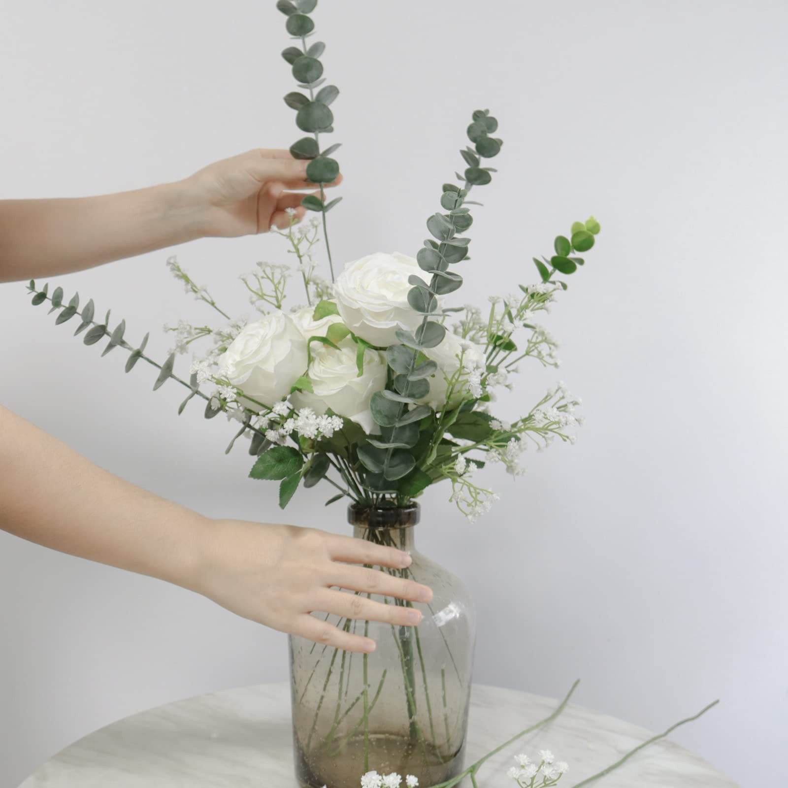 18pcs Babys Breath Artificial Flowers Fake Eucalyptus Leaves Flowers Bouquet …