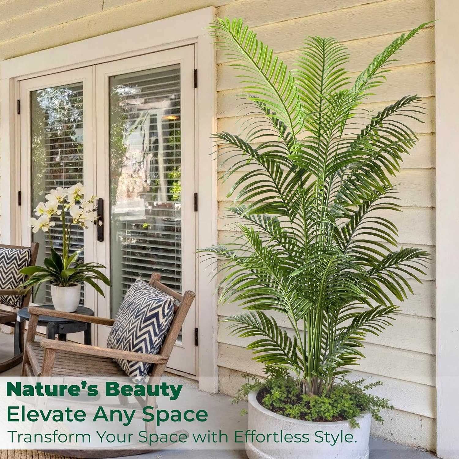 6FT Tall Artificial Palm Trees, Potted Plant (2 Pack) Tropical Areca Palm, UV Re