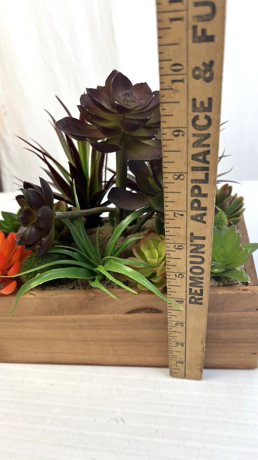 Decorative Faux Succulent Arrangement Home Decor Wooden Planter Box Rustic