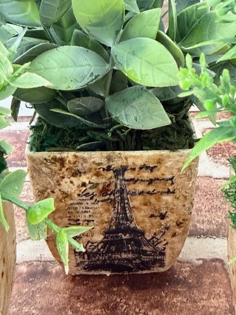 MINI POTTED PLANT 4″ ARTIFICIAL GREENERY W/ FAUX STONE POT (CHOOSE #1, #2 OR #4)
