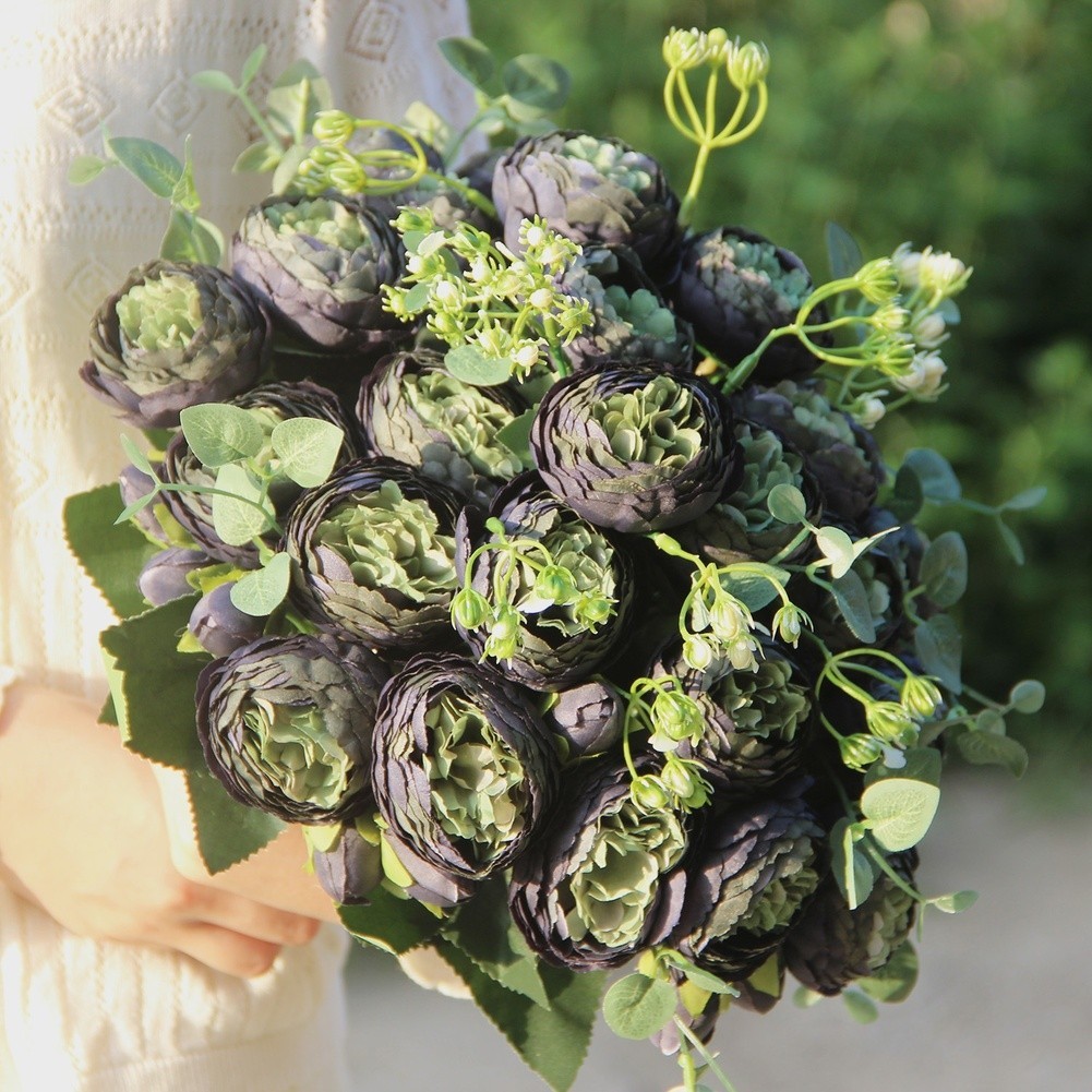 5 Head Peony Rose Bouquet Artificial Flowers for Weddings and Home Decor