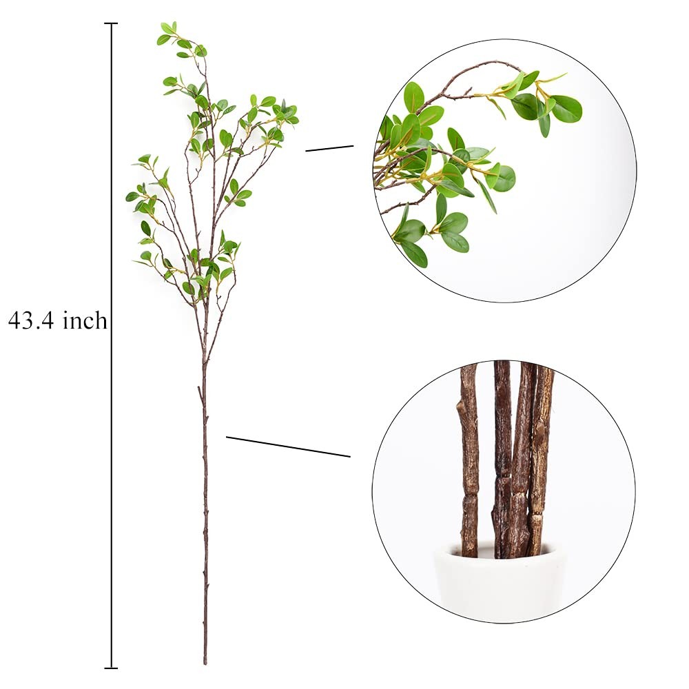 3 Pack Artificial Greenery Stems Branches for Vase Fake Ficus Stems Faux Stem…