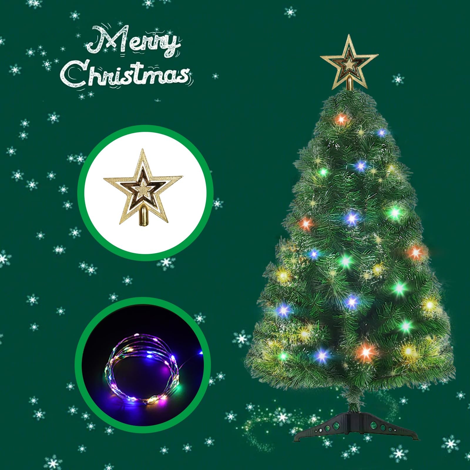 3ft Artificial Christmas Tree, Tabletop Xmas Tree for Holiday Decor 140 Branc…