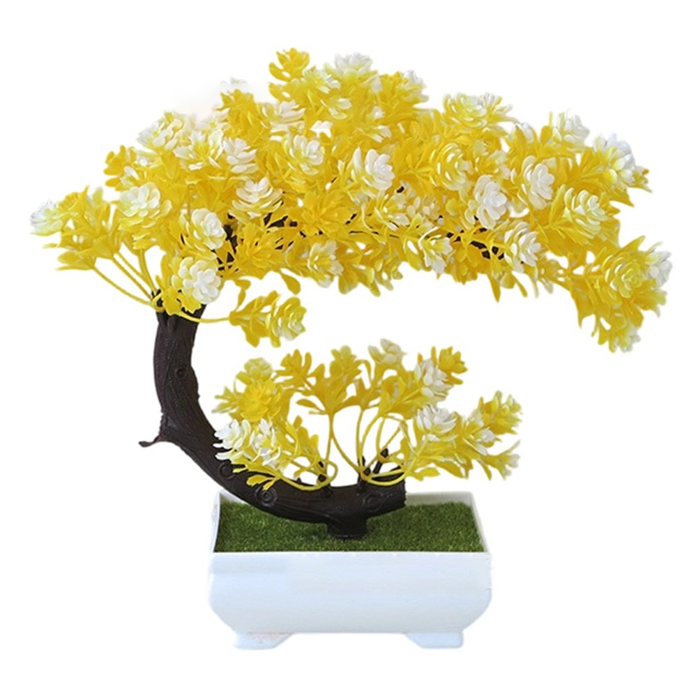 Faux Green Bonsai Tree Small Floral Art Decorative Plant for Office Desk Space