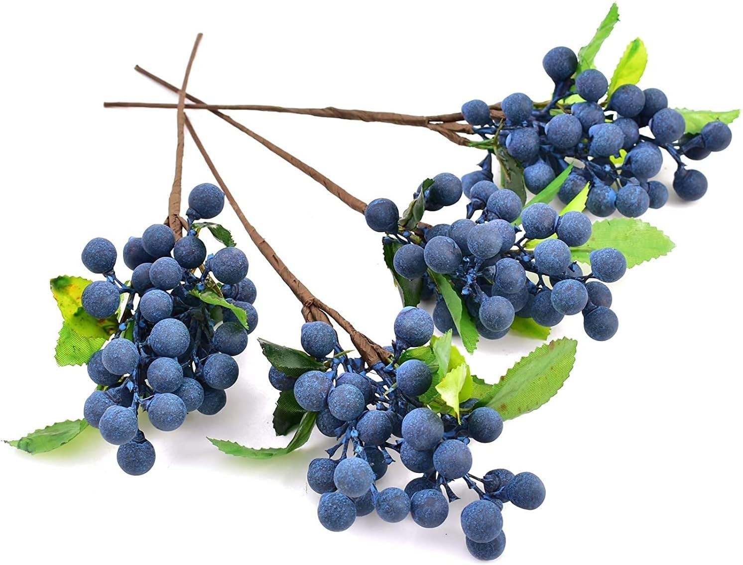Realistic Plastic Blueberries – 4pcs Artificial Fruits for Stylish Bouquets