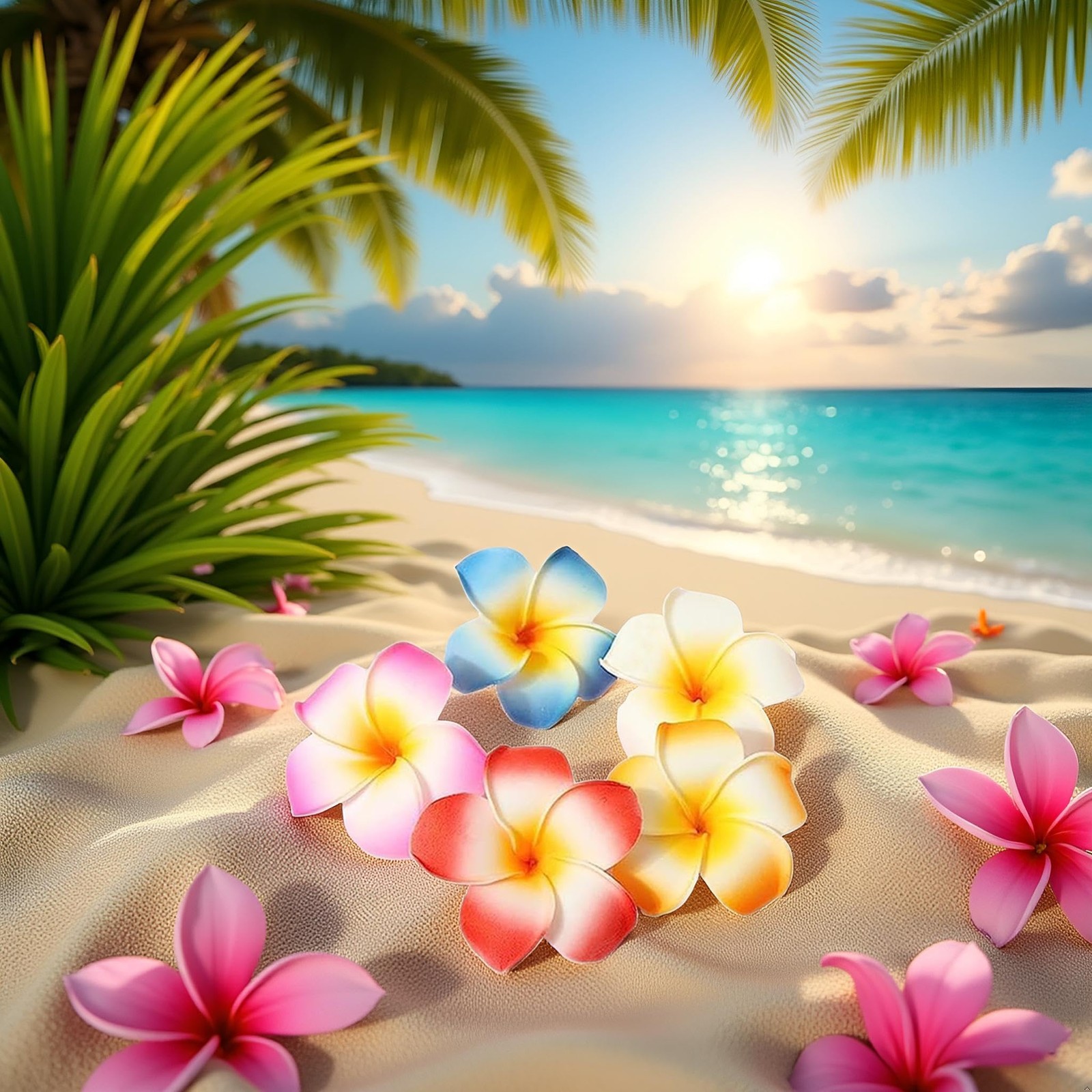 10Pcs Multicolor Hawaii Plumeria Flower Clips, Artificial Tropical Flower Hai…