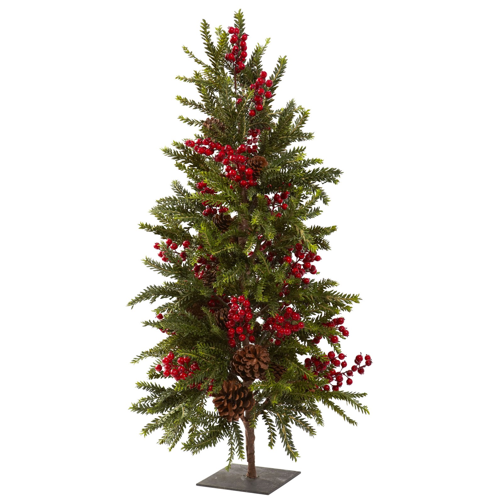 Nearly Natural 36” Pine & Berry Christmas Tree Artificial Realistic Home Decor