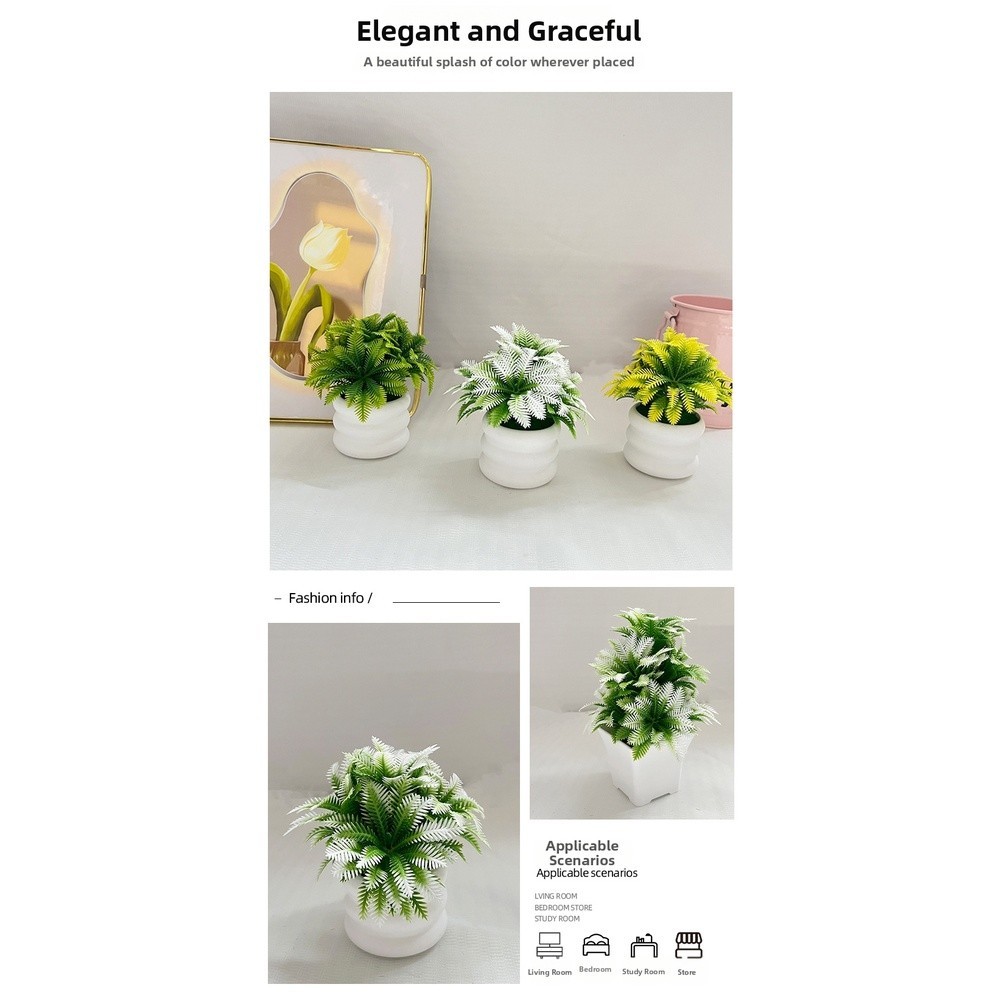 Coconut Leaf Faux Potted Plant for Contemporary Interior and Event Design