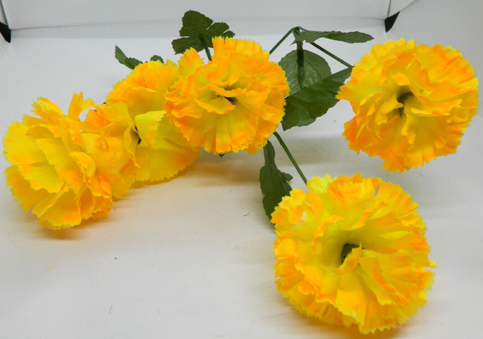 7 Piece Orange & Yellow Faux Flower Bouquet Bunch Mixed Assorted Vintage 13-14″