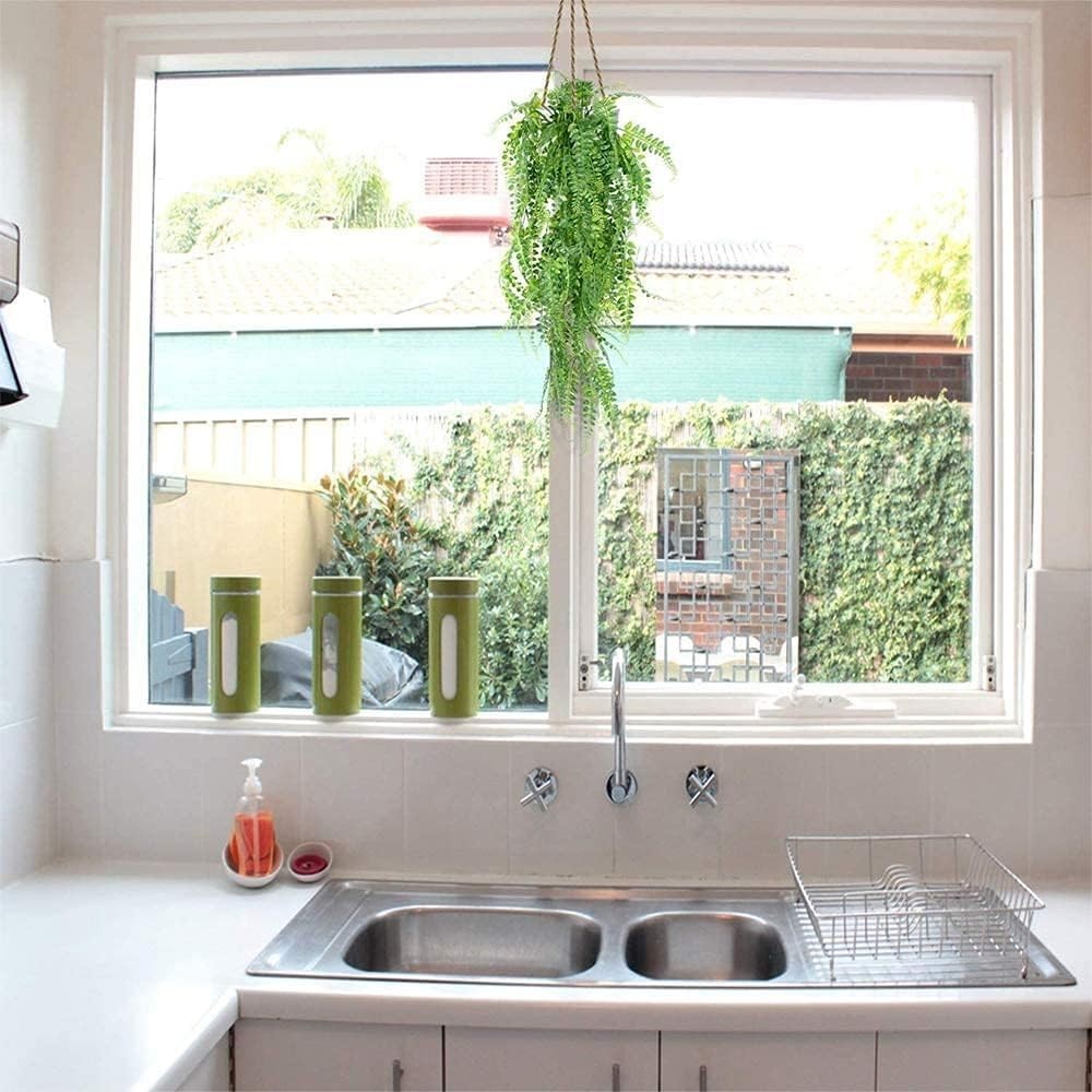 Durable Artificial Hanging Ferns – No Maintenance, UV Resistant 2-Piece Set