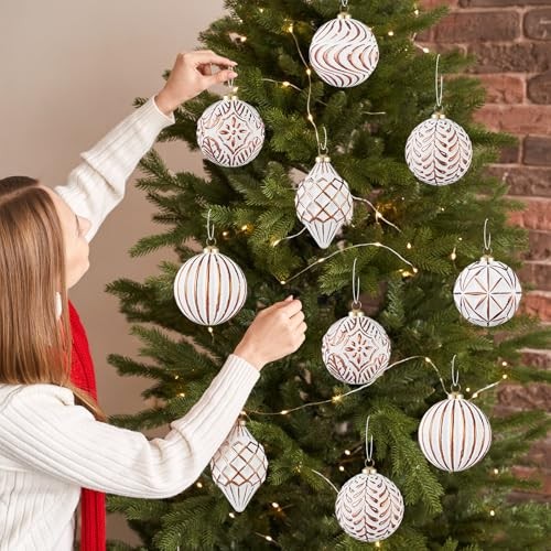 16Pcs Vintage Rustic Christmas Ball Ornaments – Large Shatterproof Bronze