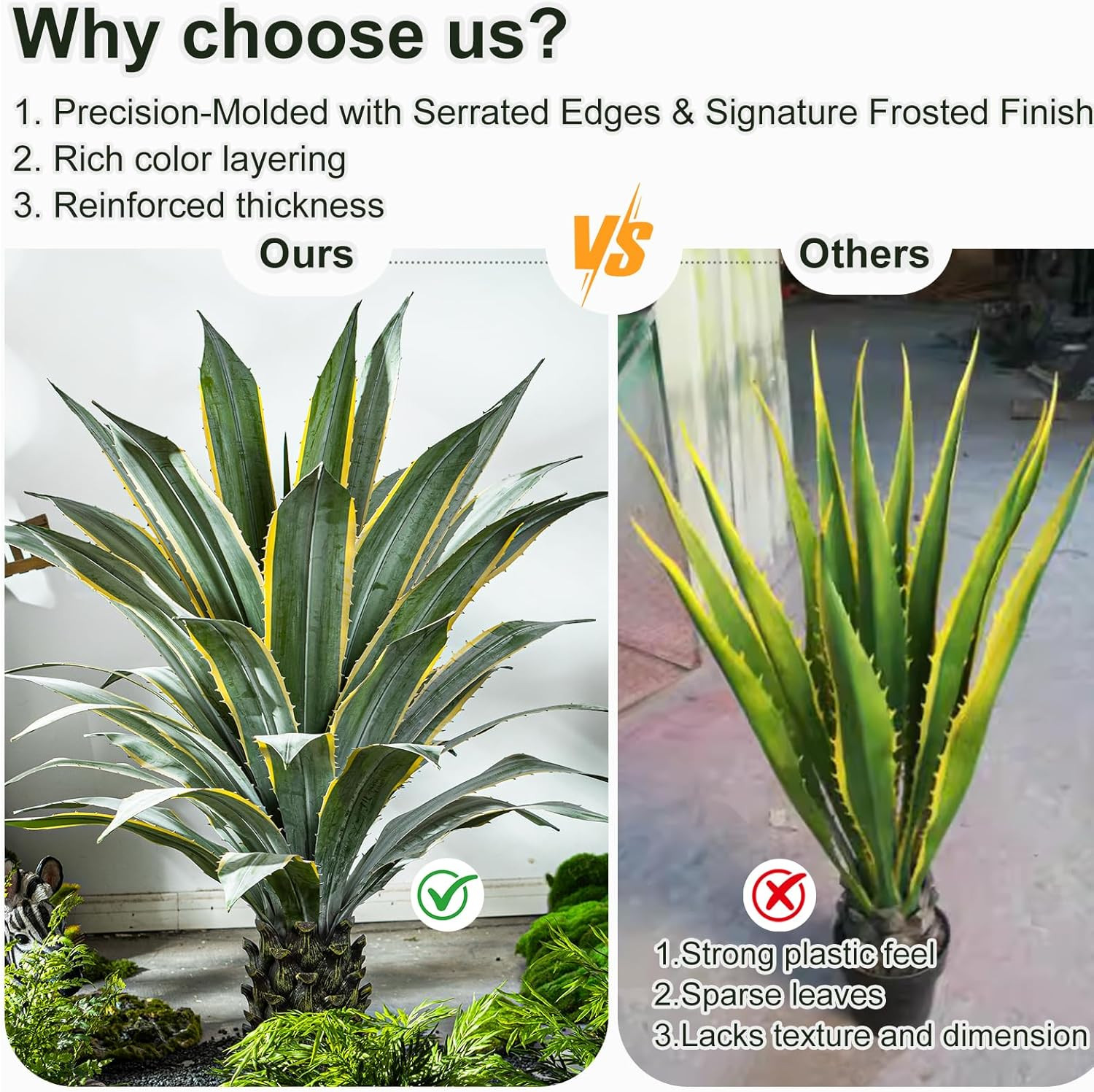 Realistic 61″ Artificial Agave Plant in Pot for Indoor Outdoor Decor – Yellow