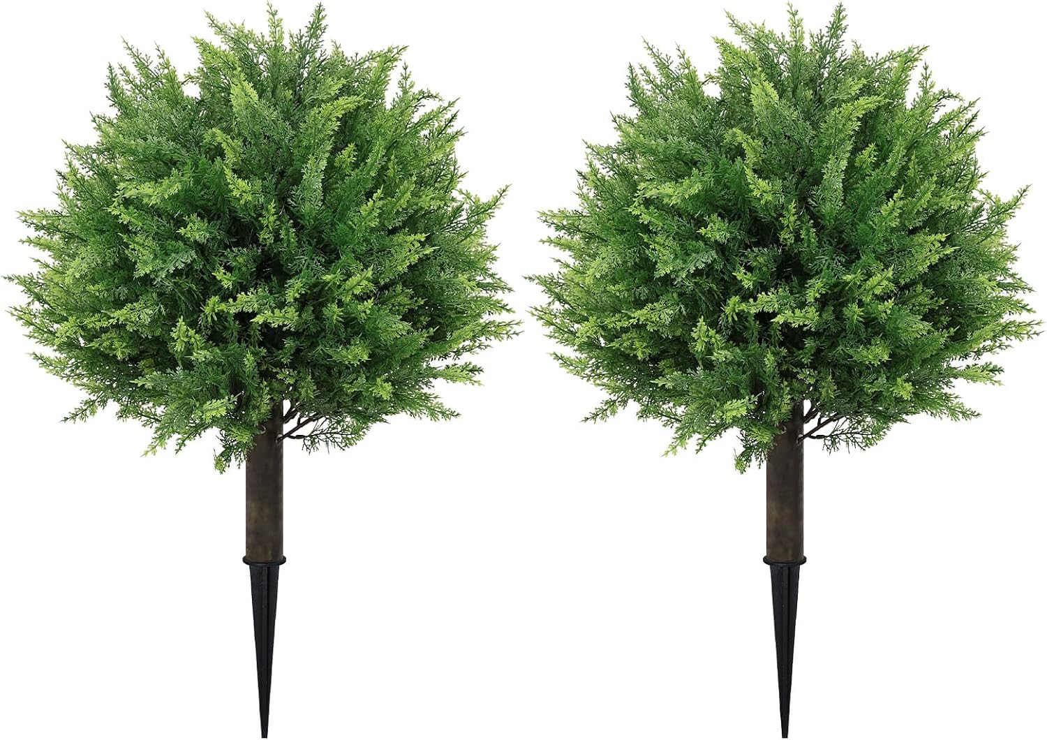 UV Resistant Faux Cedar Topiary Set of 2 for Outdoor Planter Decor, 24