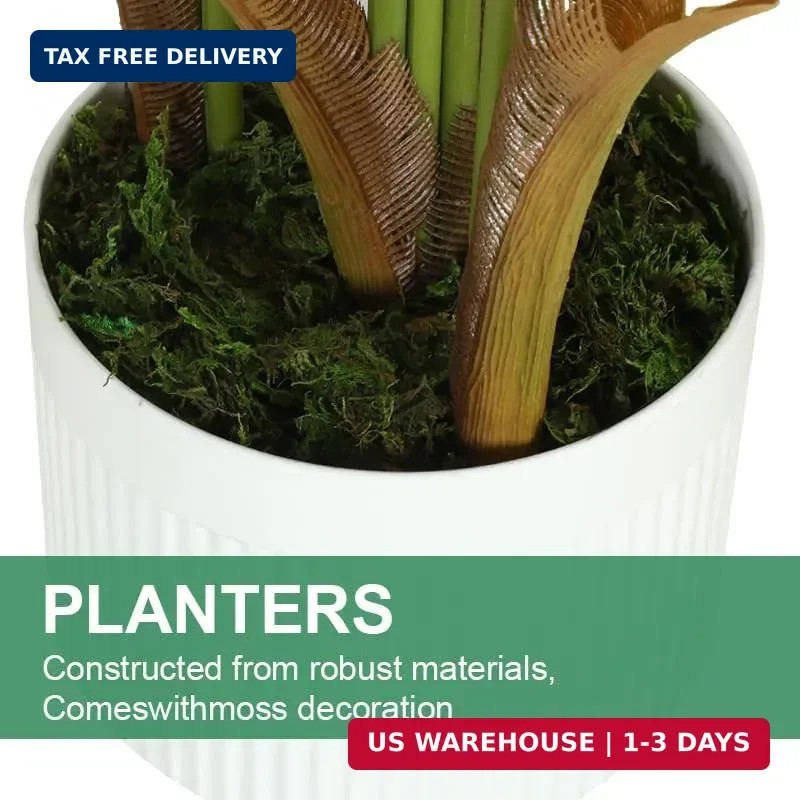4FT Artificial Palm Tree Indoor with White Pot, Realistic Leaves, 9 Trunks Adjus
