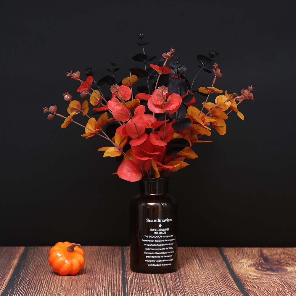 Weatherproof Sturdy 3Pcs 4-Branch Eucalyptus Artificial Flower f Halloween Decor