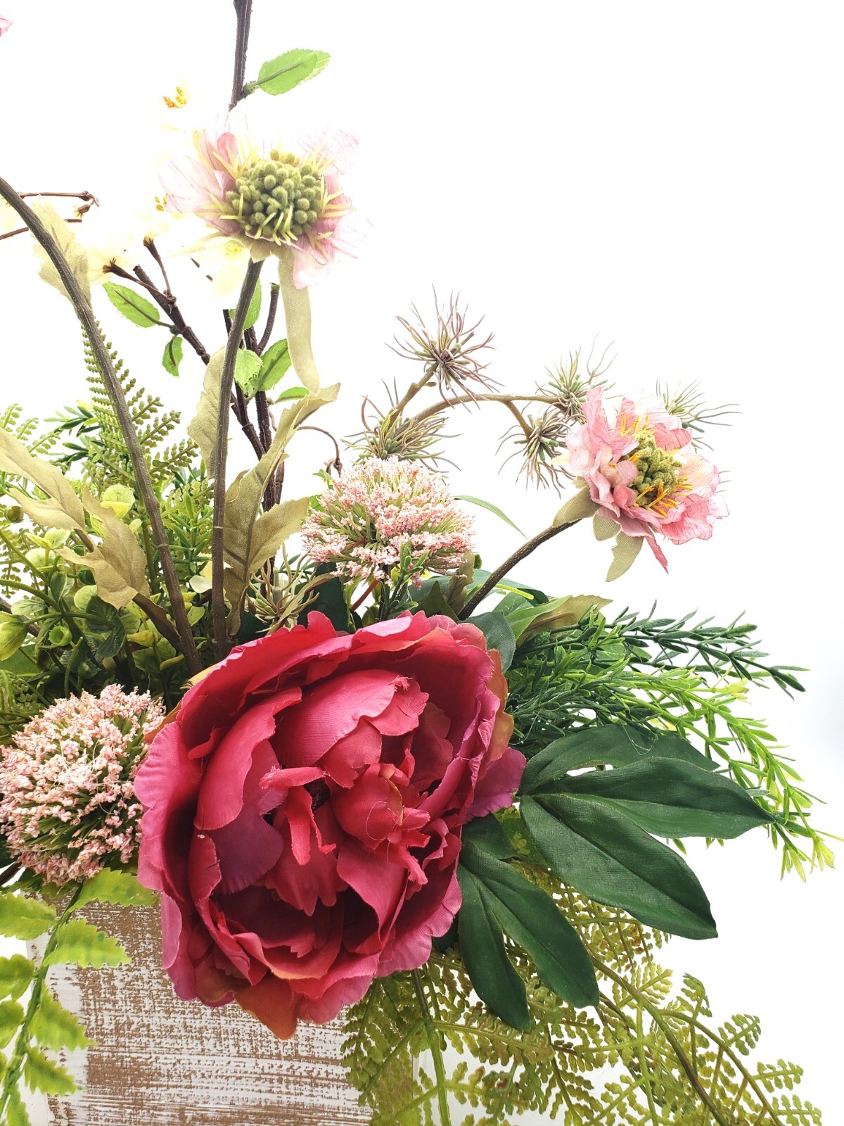 Silk flower arrangement, hot pink peony floral arrangement, spring floral garden