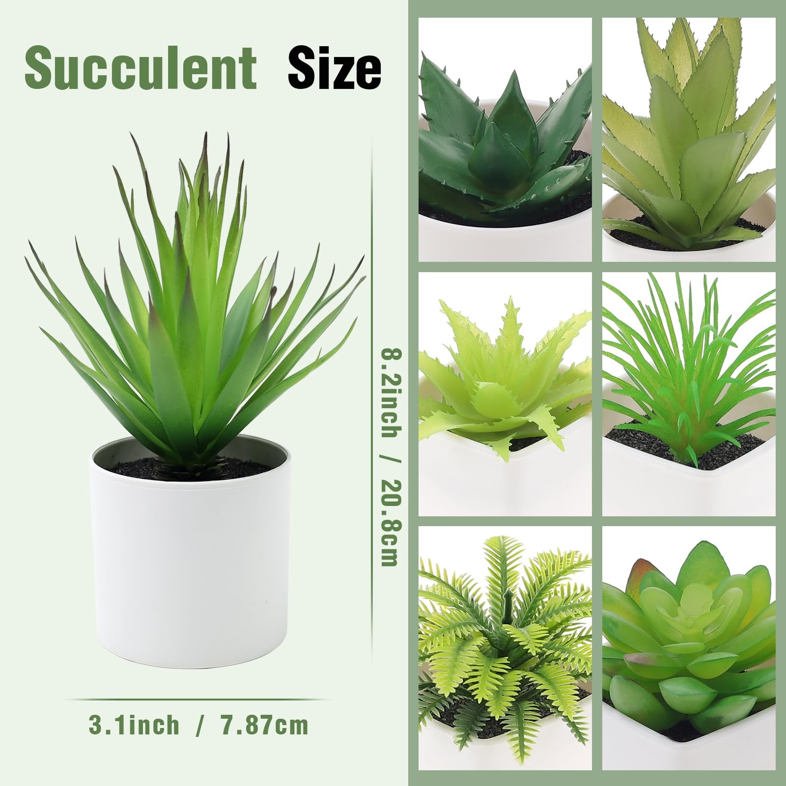7 Pack Small Fake Plants Artificial Succulent White Pots Greenery Modern