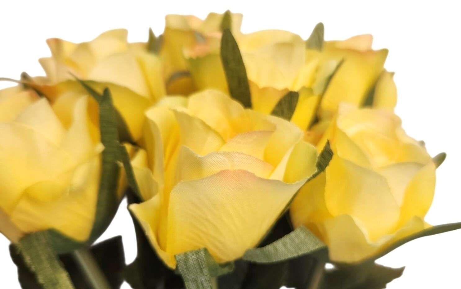 Yellow Artificial Roses 12 Stems Faux Silk Rose Bouquet Small Roses Wedding Flow