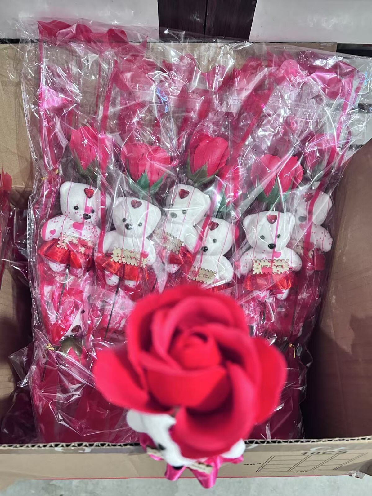 12pks Birthday Gifts Teddy Bear Red Rose flower