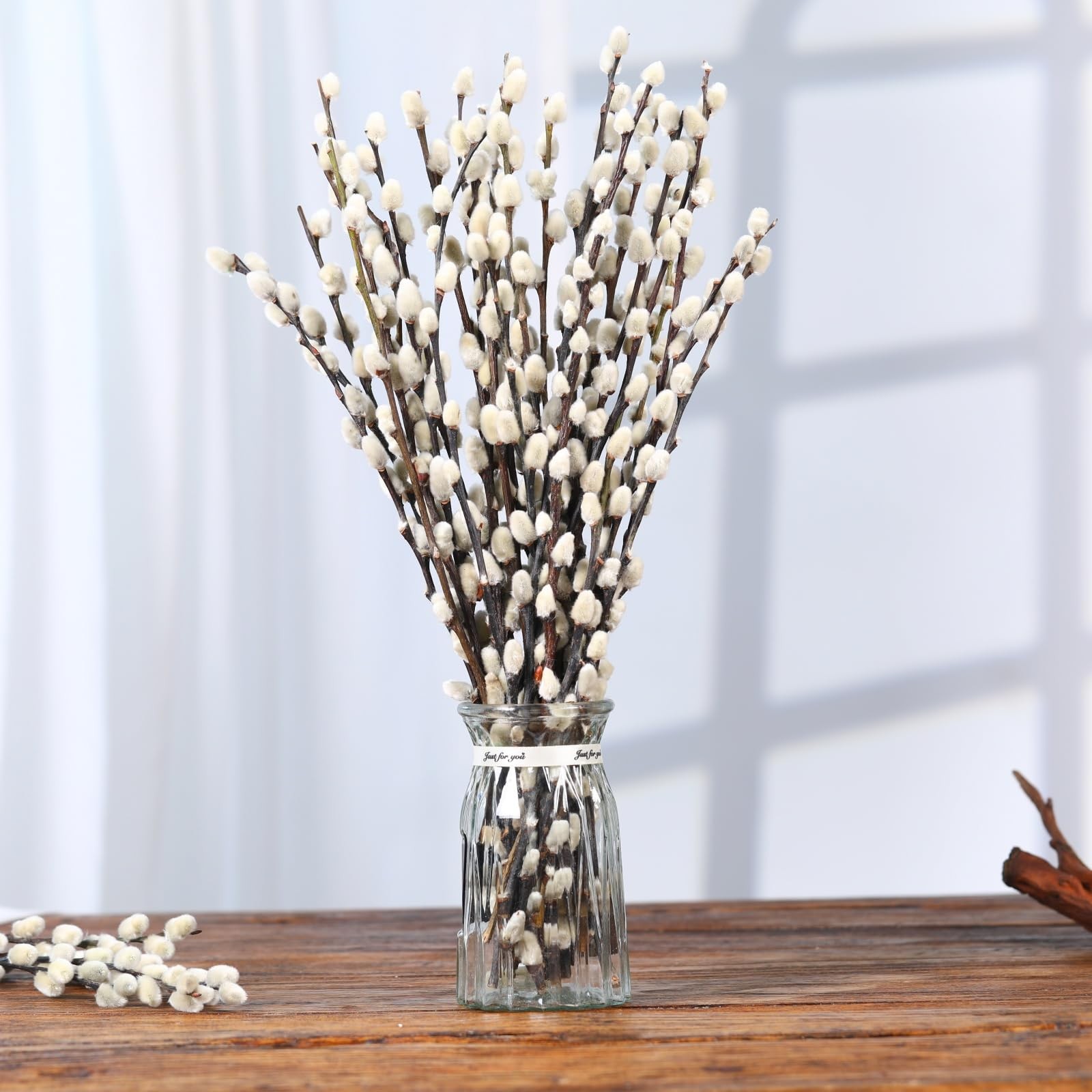 Natural Preserved Dried PussyWillow Branches for Vases, 25 Stems Real Willows…