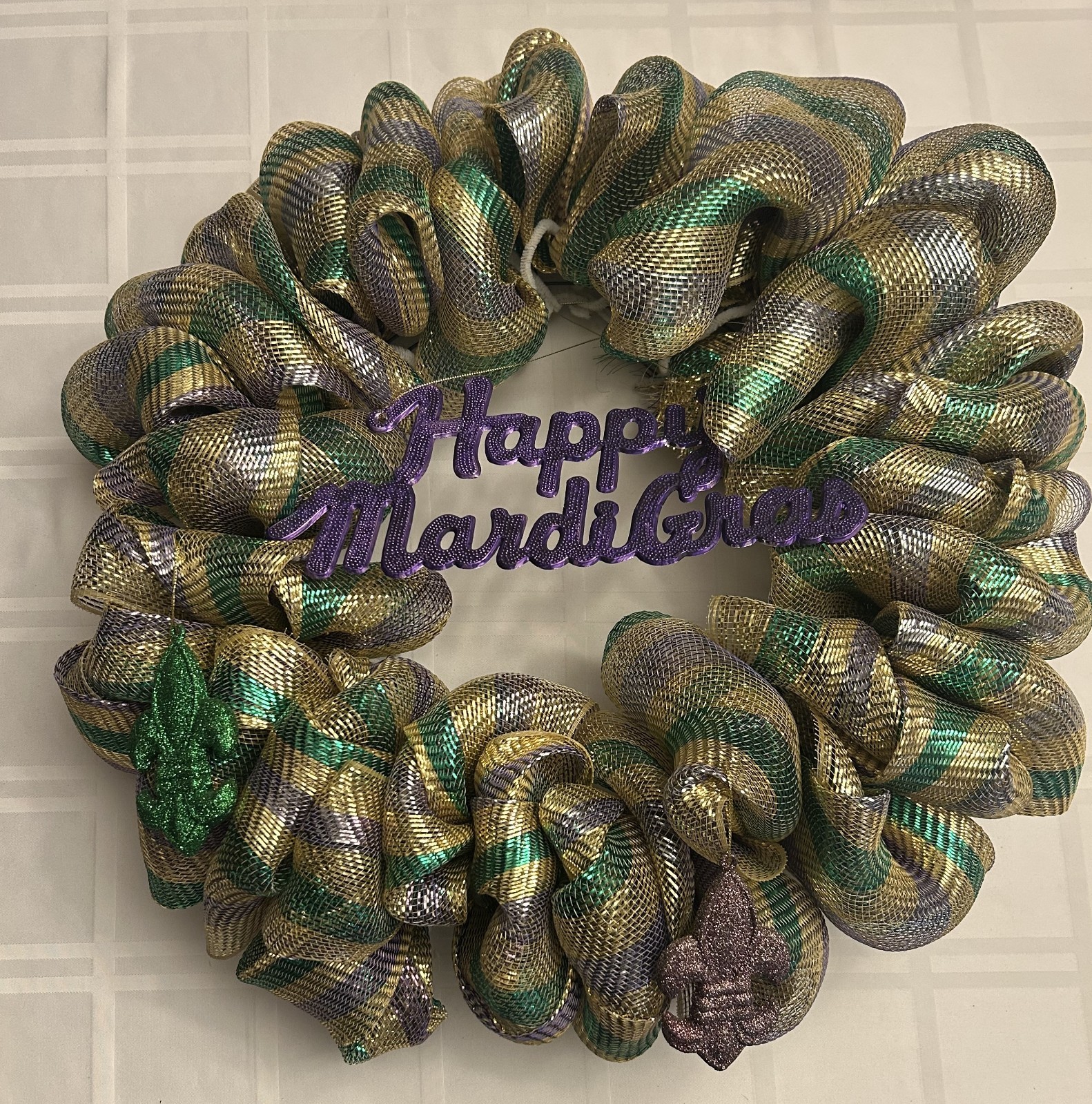 Mardi Gras Door Wreath-Happy Mardi Gras!