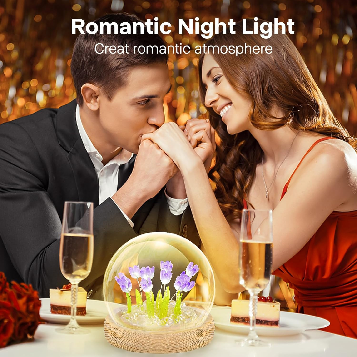 Flower Lamp Night Light Valentines Day Gifts for Her Birthday Gifts Women for Be