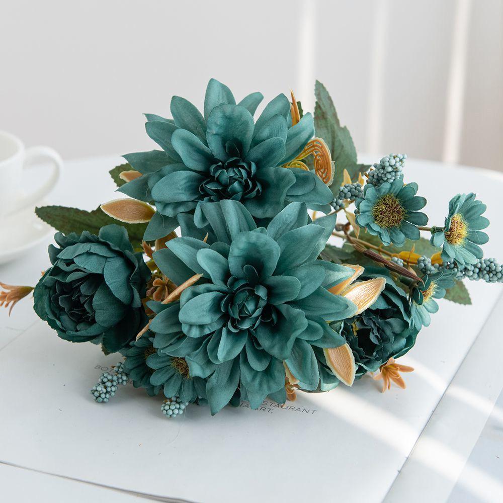 1pc Hot Sale Artificial Flower Silk Dahlia Rose Daisy Christmas Home Decoration