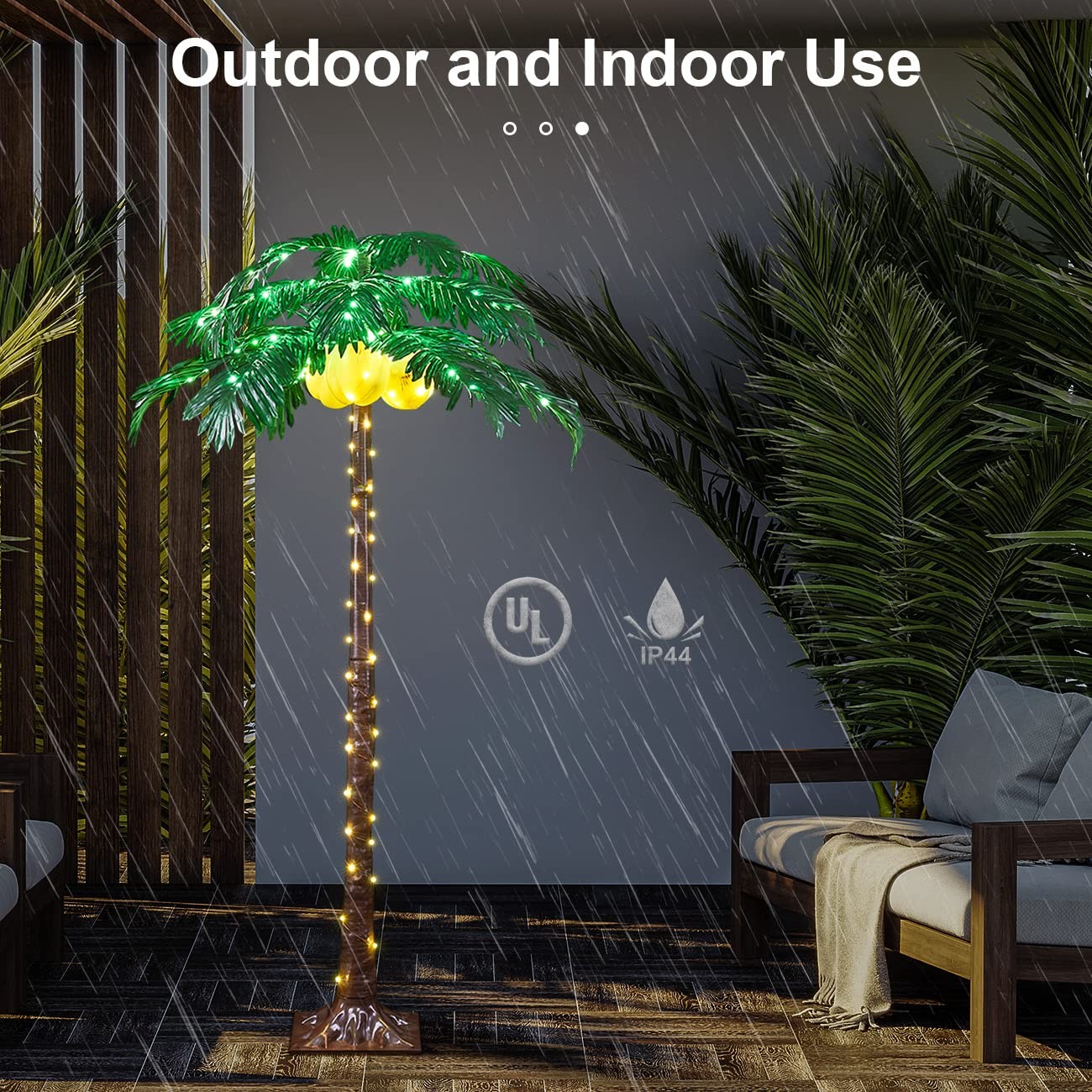 Lighted Palm Tree 5ft 208 Led Artificial Palm Tree Decor With Lighted Coconuts F