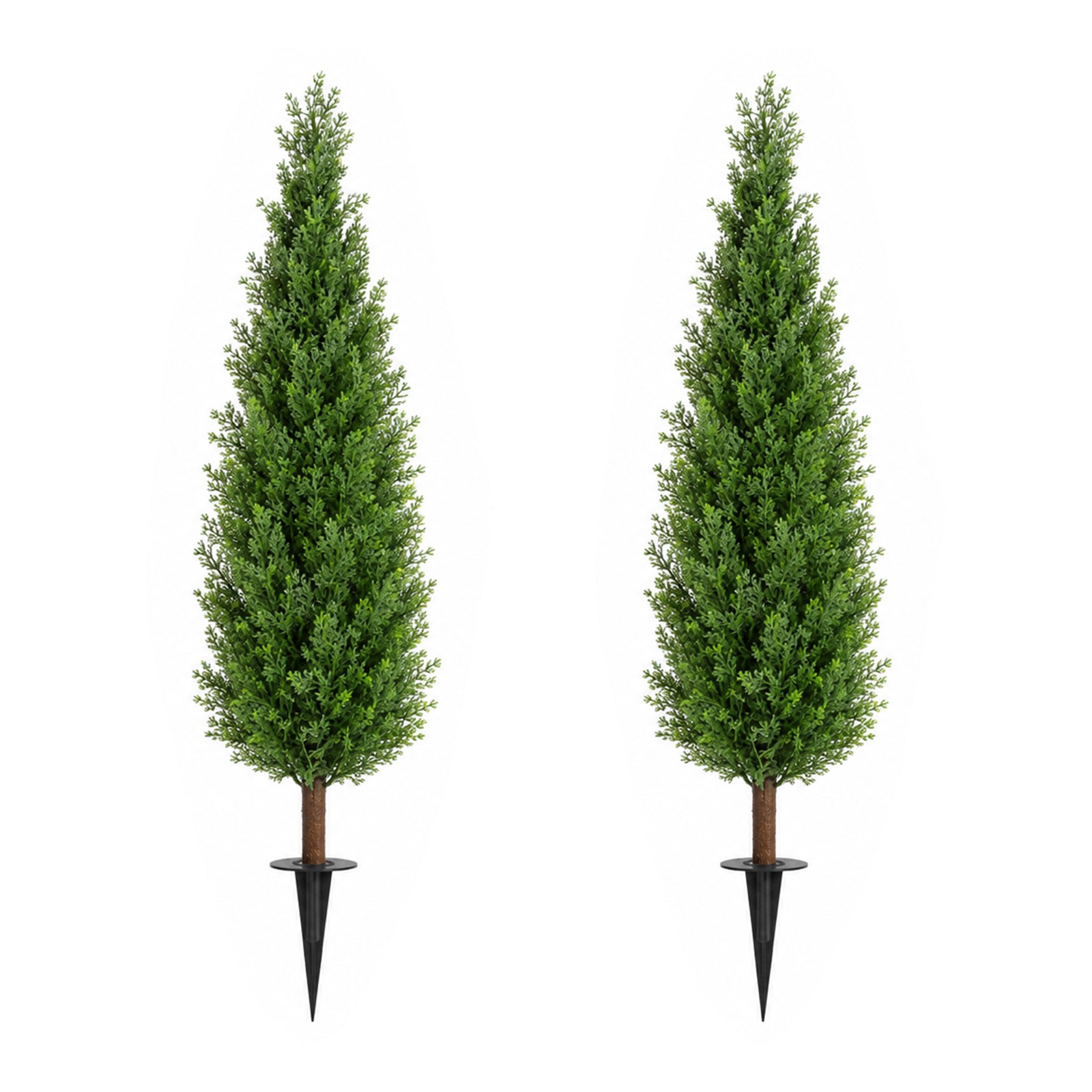 2Pcs 4ft Artificial Cedar Topiary Trees w/ Ground Spike for Porch Garden Office