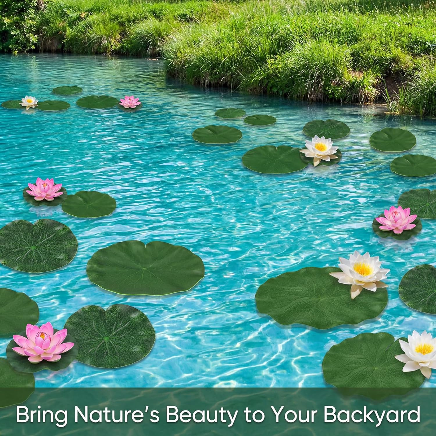 6 Pcs Artificial Lily Pads for Ponds, 3 Sizes Realistic Floating Fake Lily