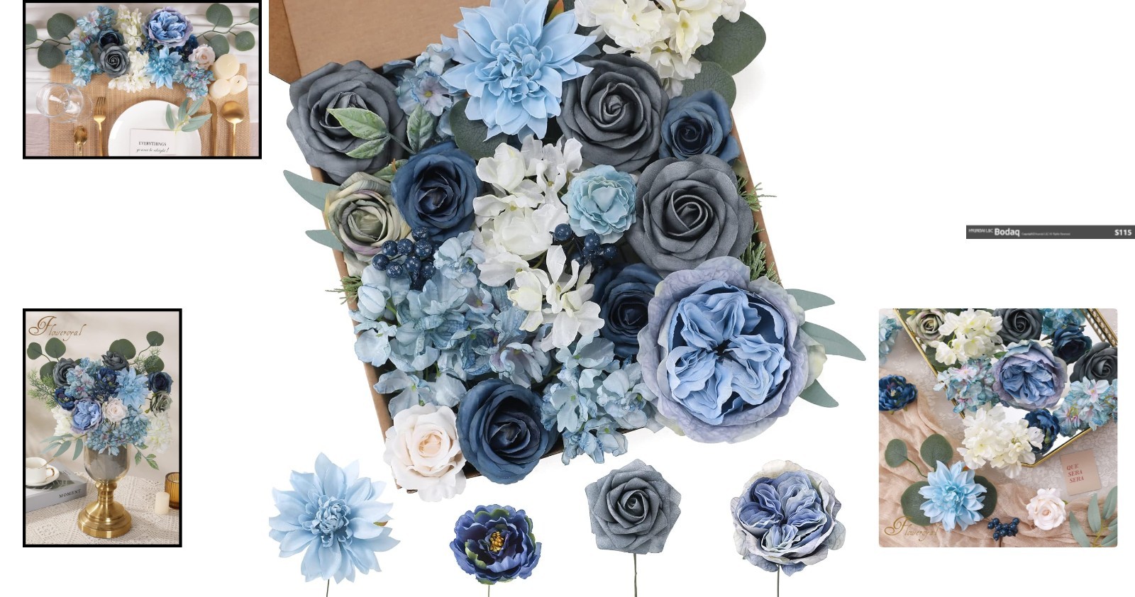 Gorgeous Dusty Blue Mixed Artificial Flowers – Ideal for Events & Home Styling