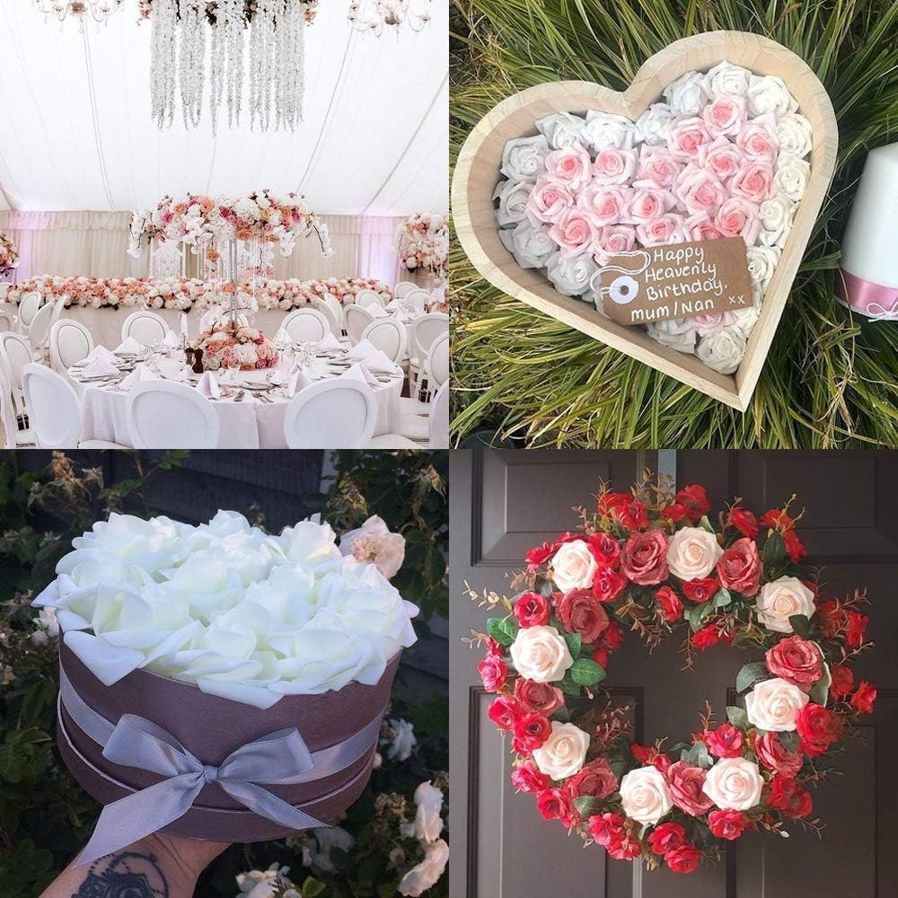 Artificial Rose Flowers Ivory Foam 100 Pcs Wedding Baby Shower Decor Party