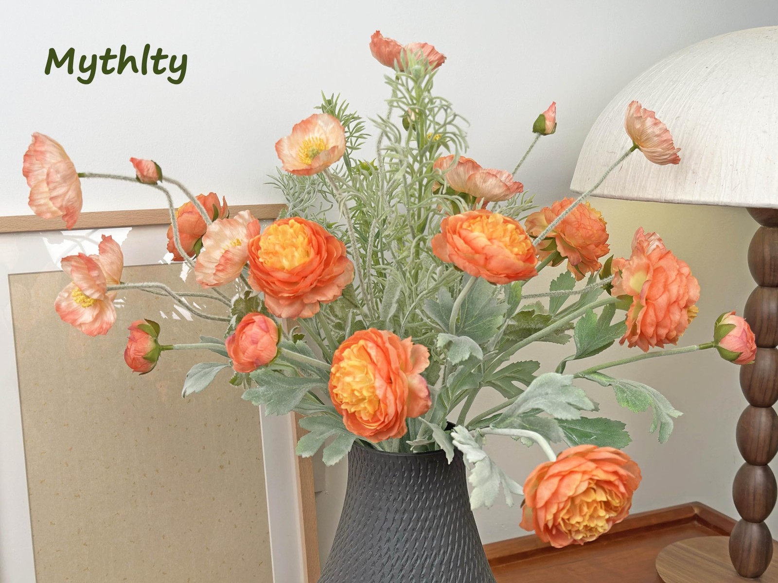 10pcs Orange and Gradient Pink Artificial Flowers for Vase, Fake Peonies Popp…